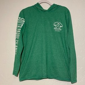 Anvil long sleeve t-shirt with hood, size large.